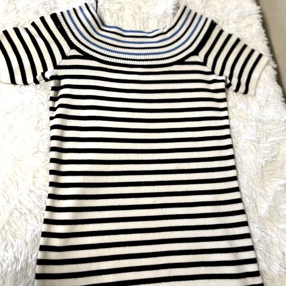 NY Collection Tops - Striped black blue whit blouse